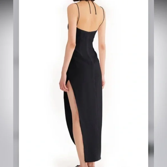 RUMER NWT Freya Black Linen Cut Out Maxi Dress M Reverie - Picture 4 of 13